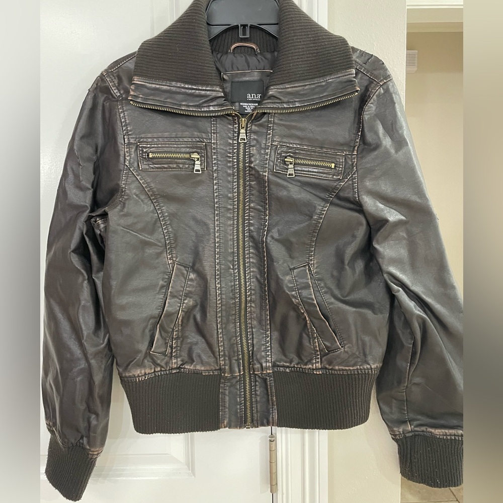 Leather bomber jacket